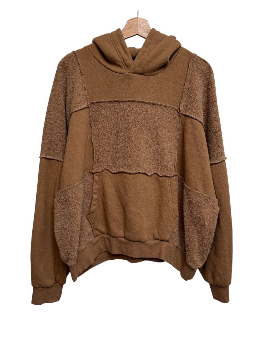 Aerie Checkered Patchwork Sherpa Hoodie Women Large Loungewear Oversized